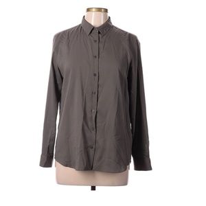 UNIQLO WOMEN RAYON LONG-SLEEVE BLOUSE - Olive or Khaki Green